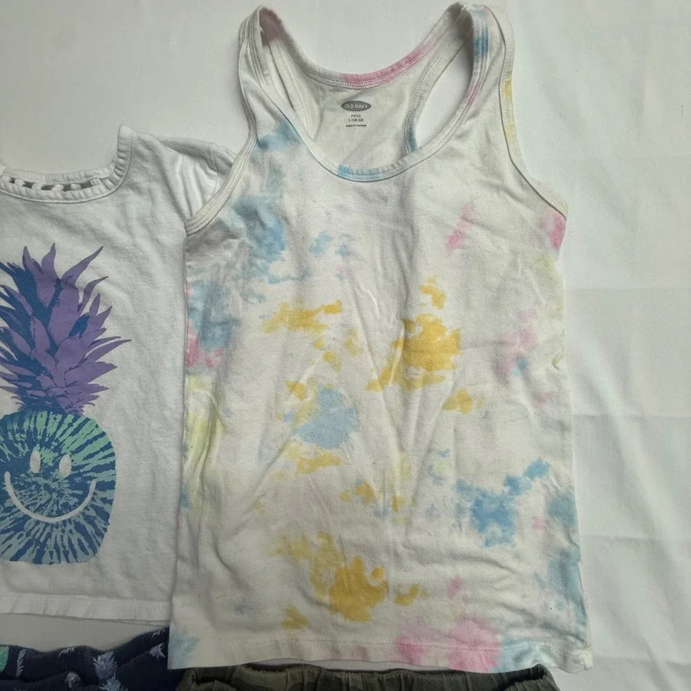 Girls Summer Outfit Lot 6 Pc Adidas Old Navy Shorts Tops Size 10-12 L EUC